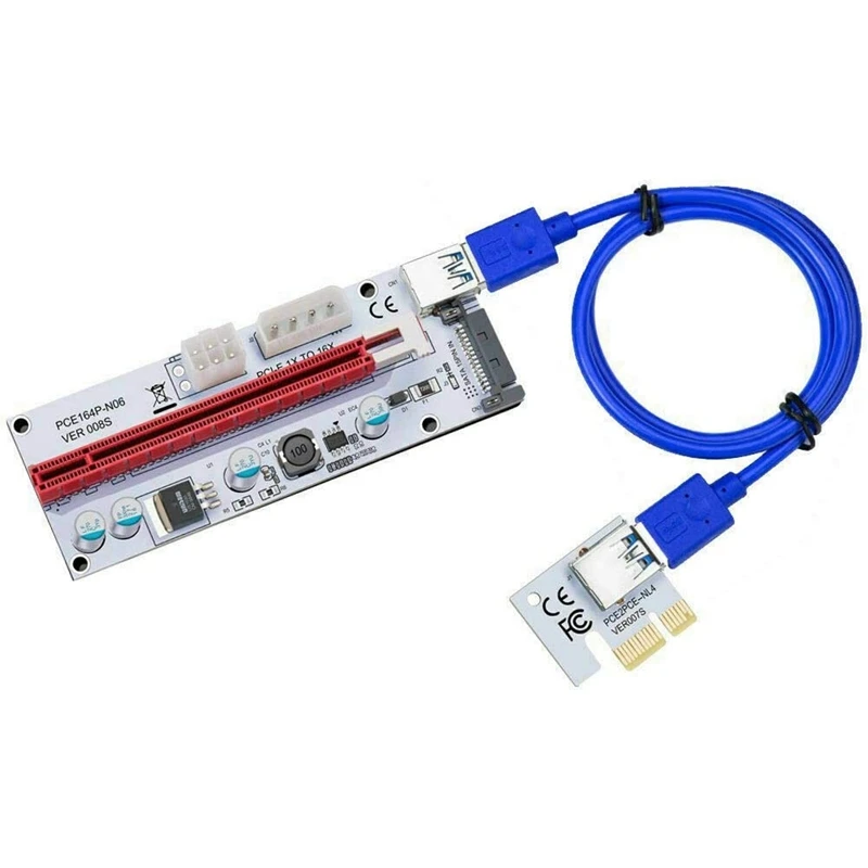 

Кабель PCI-E 1X к 16X, удлинитель изображения, Ethernet ETH, карта адаптера майнинга с питанием от майнинга, кабель USB 3,0 60 см (VER 008S)