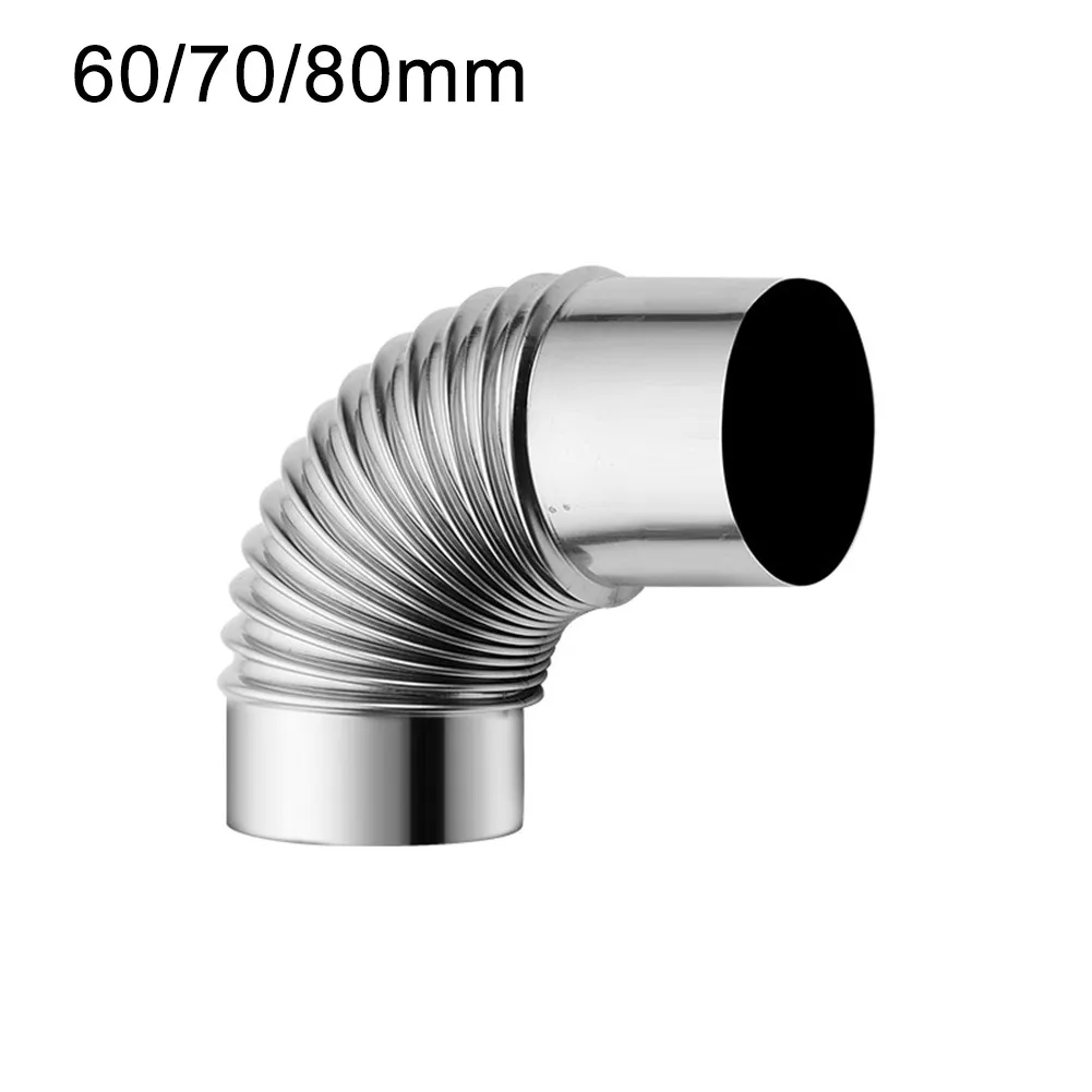 90-degree Stove Pipe Elbow Tube Fitting Connector 60/70/80mm Stainless Steel Connector For Stoves Chimney Water Heater Pipes