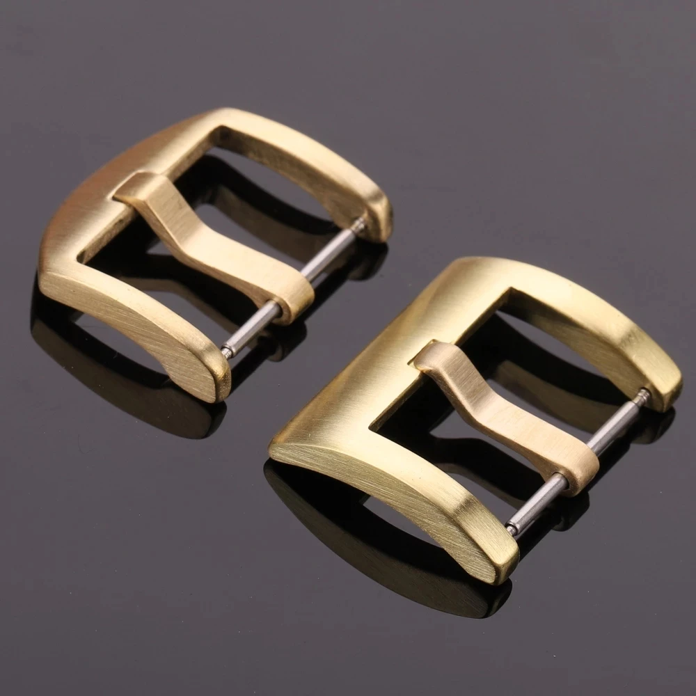 2023 Solid Bronze Watch Band Clasp 18mm 20mm 22mm 24mm Yellow Copper Watchbands Strap Pin Buckle Bracelet Accessories