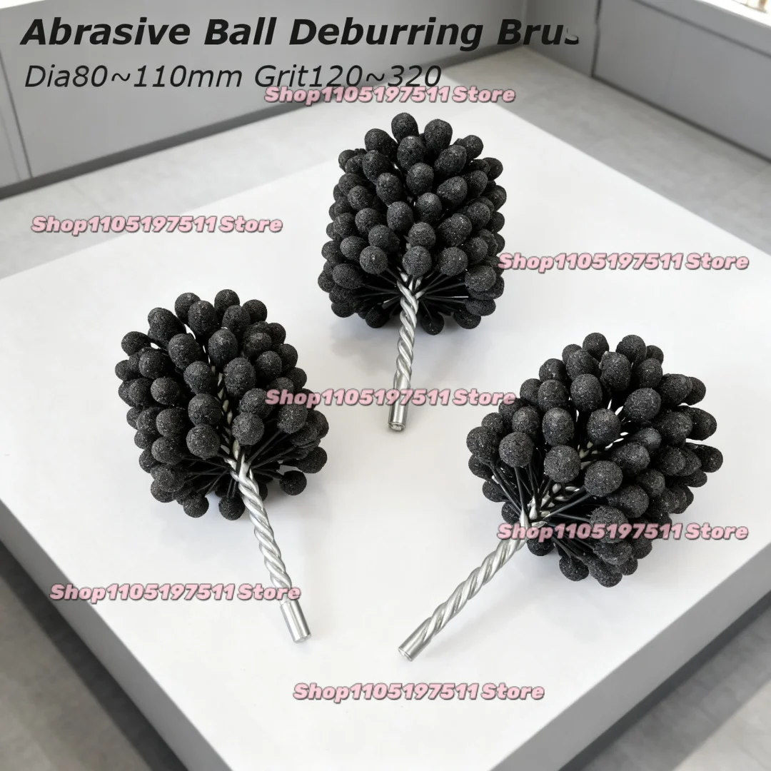1pc Flexible Grit120~320 Abrasive Ball Deburring Brush Dia80~110mm Inner Hole Grinding Head Pipe Polishing Tube Cleaning Brush