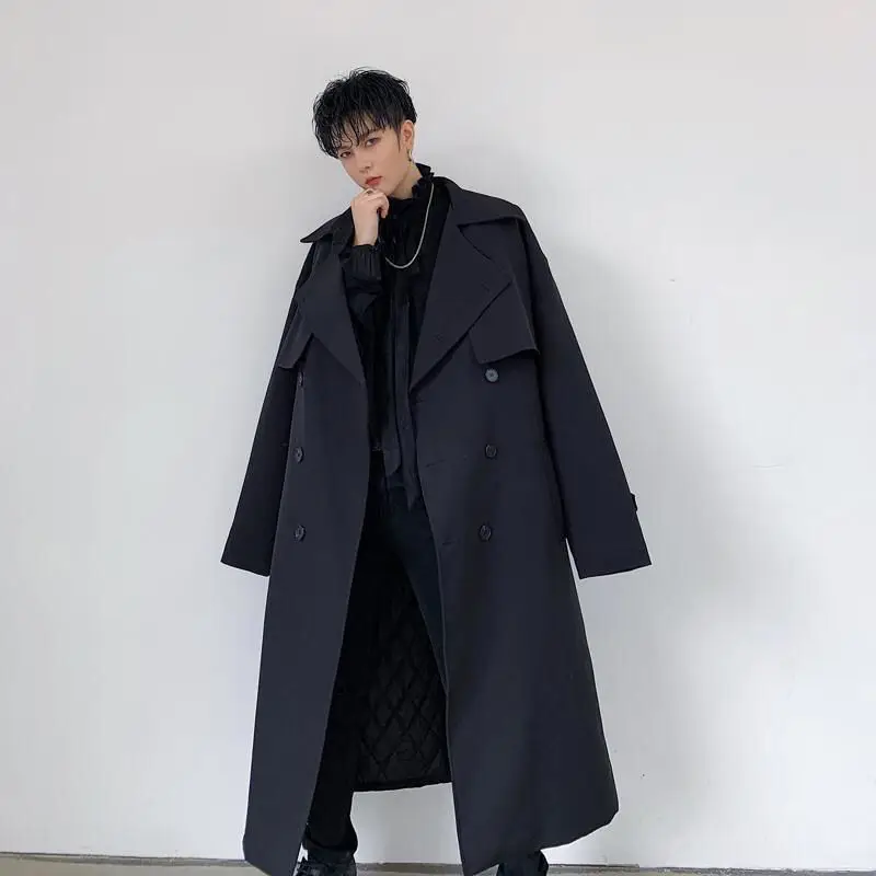 

Winter Long Coat Men Padded Trench Overcoat Warm Thick Casual Loose Fit Korean Style Fashion Student Over Knee Outerwear Tops