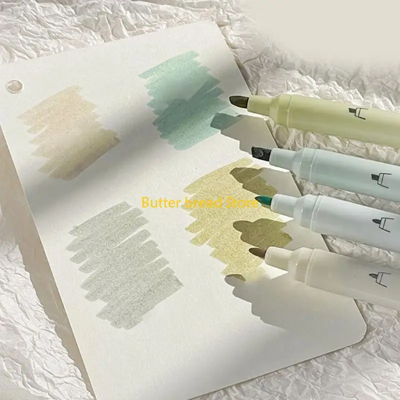 W89C 4 PCS Pena Highlighter Double Headed Highlighter Marker Untuk Menggambar