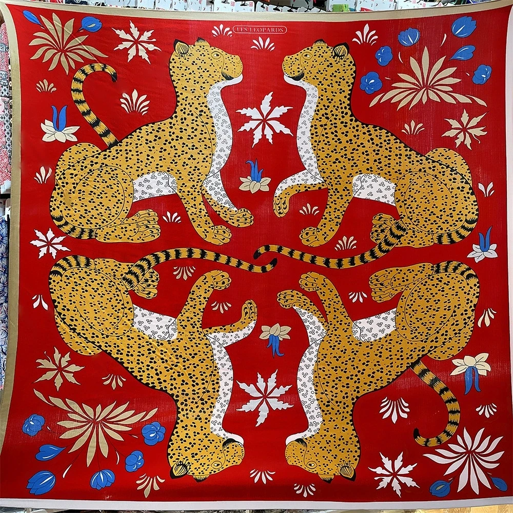 

French Style 130cm New Women's Faux Silk Wool Thickened Air Conditioner Scarf Warm Neck WrapLarge Square Scarf