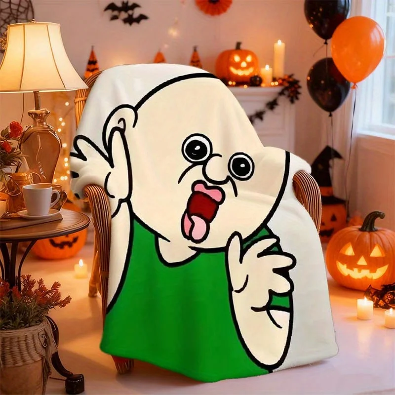 1pc Bonbon Bonbon's Daily Life Anime Character Display Green Outfit Unique Style Blanket, Artistic Flannel Blanket, Lightweight