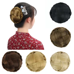 ACAG Braided Chignon Bun Cover Clip In Blonde Black Synthetic Hair Extension for Women Heat Resistant Fiber