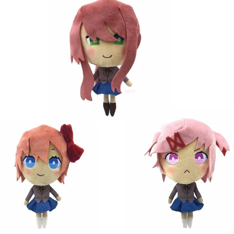 Hot Cute Doki Doki Literature Club! Plush Set Monika Sayori Natsuki Yuri Soft Stuffed School Uniform Toys for Fans Home Decor