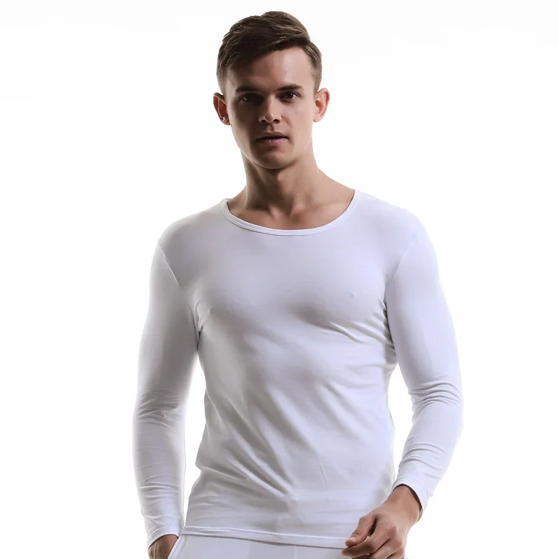 Top de pijama ligero para hombre: algodón puro, manga larga holgada, ropa de descanso informal para otoño/invierno
