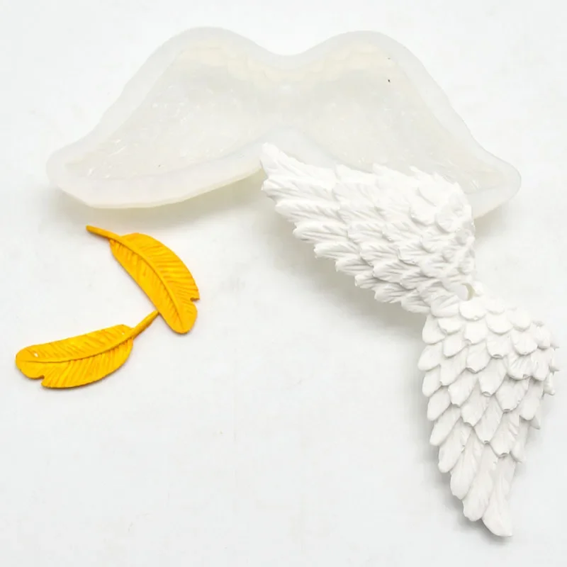 Angel Wing 실리콘 몰드 DIY 공예 케이크 몰드 베이킹 도구, 깃털 패션 펜던트, 아로마 테라피 석고 송진 몰드 홈 데코