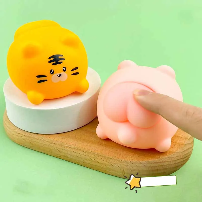 

Cartoon Cute Pig Tiger Q Bouncy Butt Toys Kids Stress Relieving Toys Desktop Decorative Ornaments Pinch Music Fidget Toys