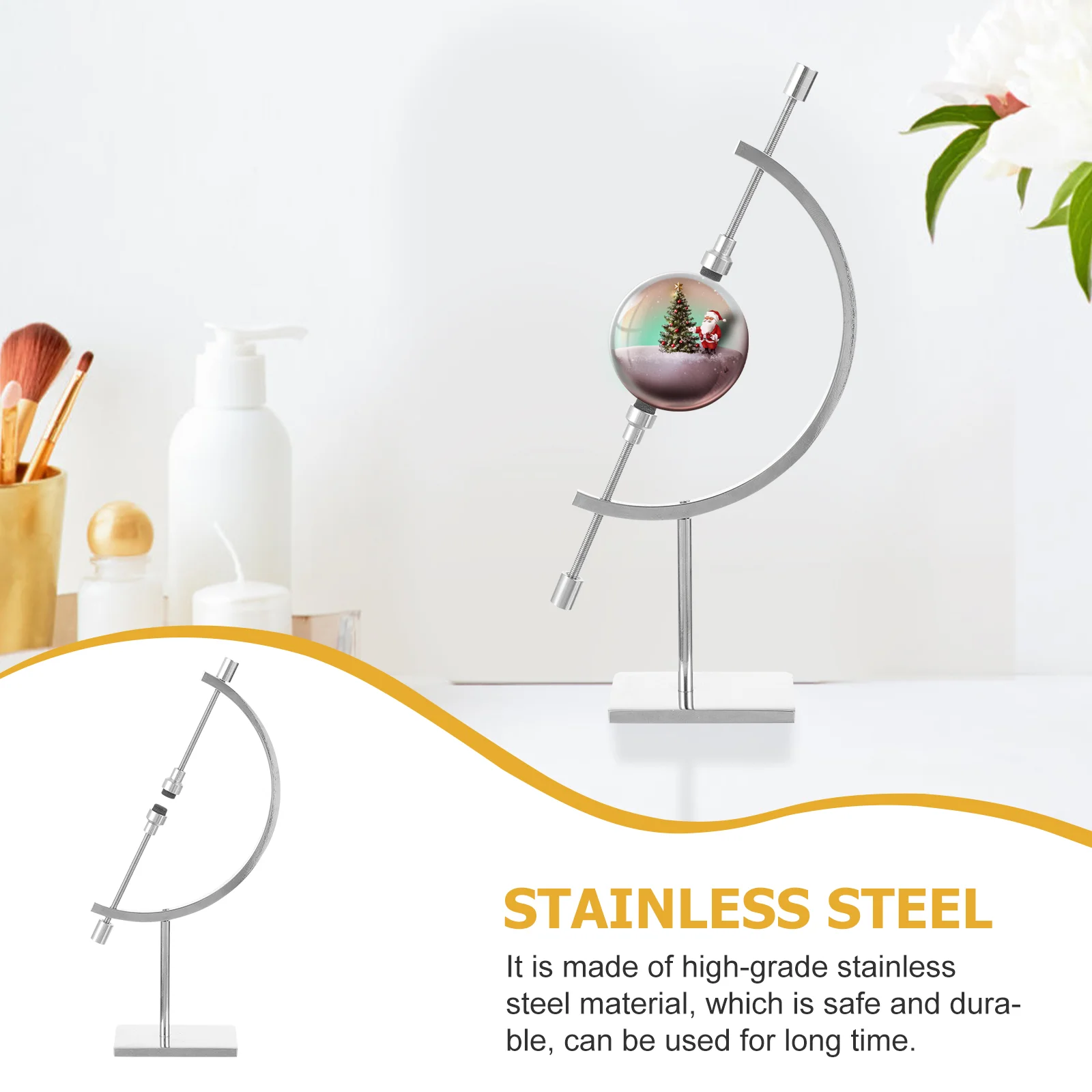 Crystal Ball Stand Display Metal Sphere Holder Egg Fine Workmanship for Adjustable Stainless Steel