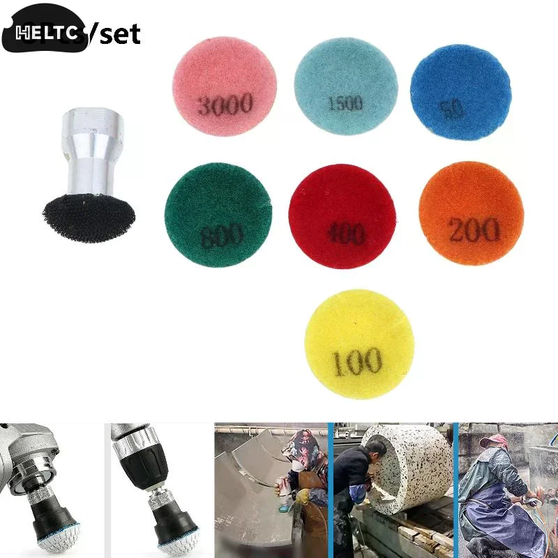 8Pcs/set 2 Inch Diamond Polishing Pads Set Wet Dry Bowl Shaped Flexible Grinding Discs For Stone Marble Granite Curved Surface