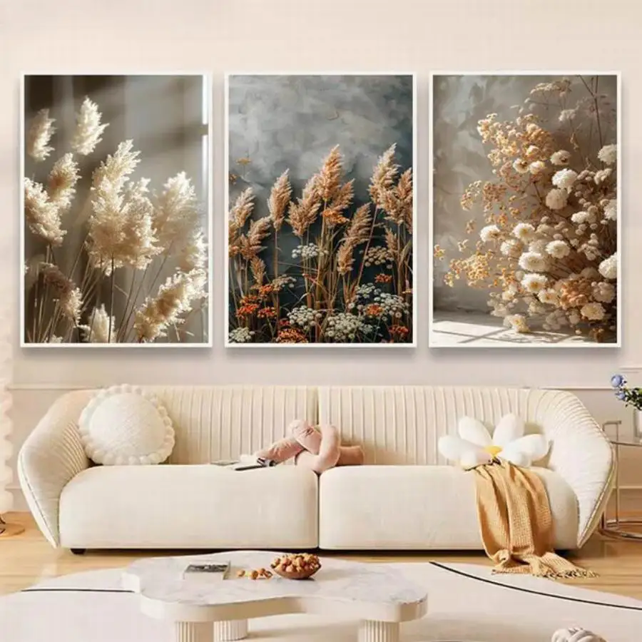 3 Piece Set Diamond Painting Reed Full Square Round Drill Mosaic Embroidery Triptych Plant Diy Rhinestone Picture Wall Decor