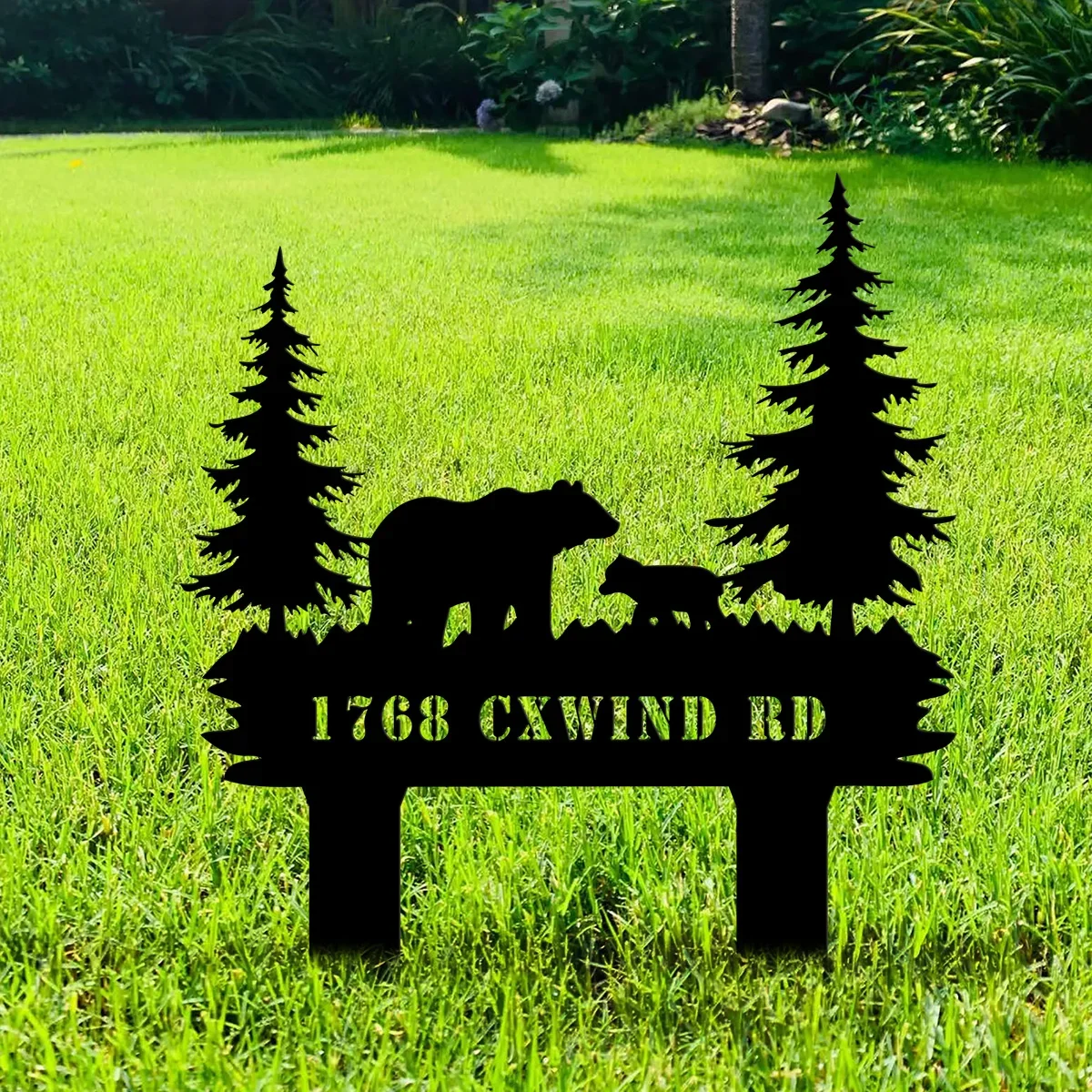 Custom Personalized Metal Bear Cabin Sign, Bears In Woods Address Sign, Custom Family Name Sign Bear Metal Sign, Bear Decor