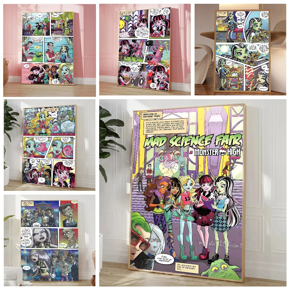 Comics Monster High Anime Poster Stickers Living Room Bedroom Entrance Cafe Wall Art Decoration Painting Room Decor Decoración