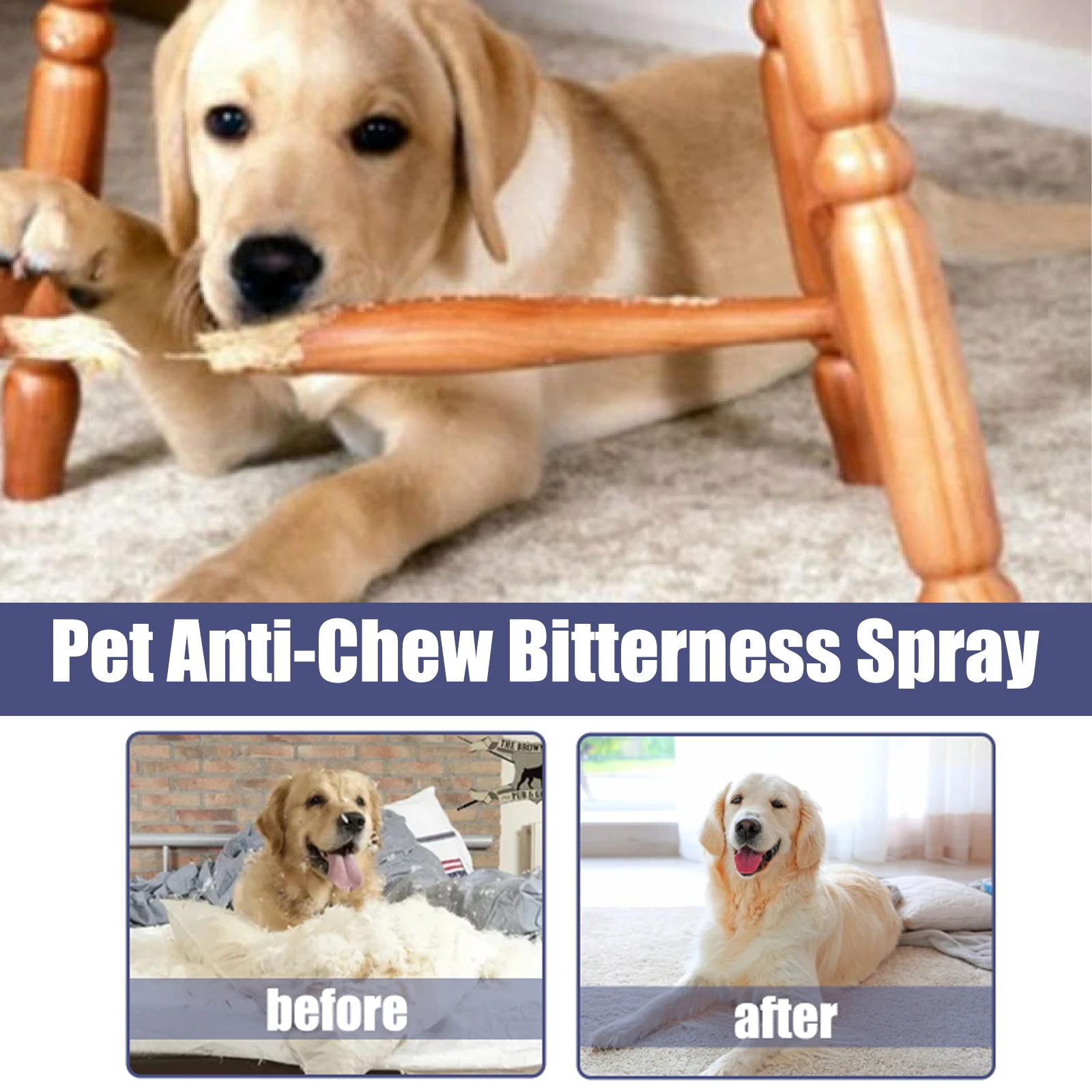 Natural Bitter Anti Chew Spray for Dogs Cats Puppies Stop Furniture Chew Discourage Gnawing Pet Behavior Correction  Liquid 50ml
