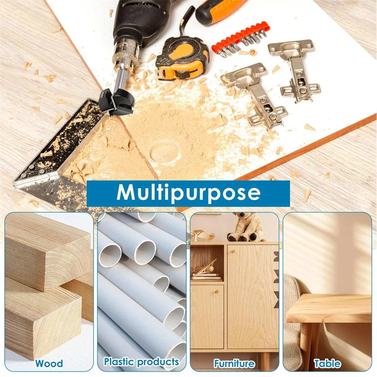 ABNJ Bit for Woodworking, Triple Flute Carbide Tipped Wood Drill Bits, Auger Opener Round Shank Drilling Cutting Tool