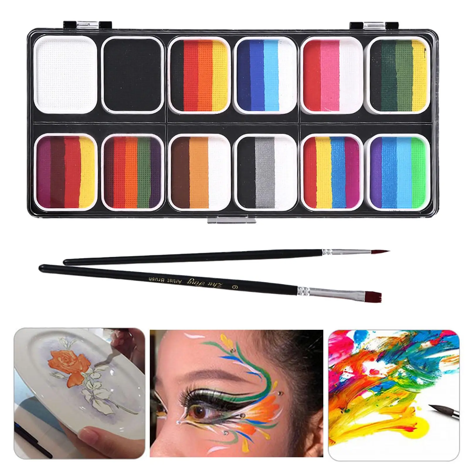 Paleta de pintura para niños y adultos, maquillaje, baile, utilería para fotos, cara y cuerpo, juego de pintura