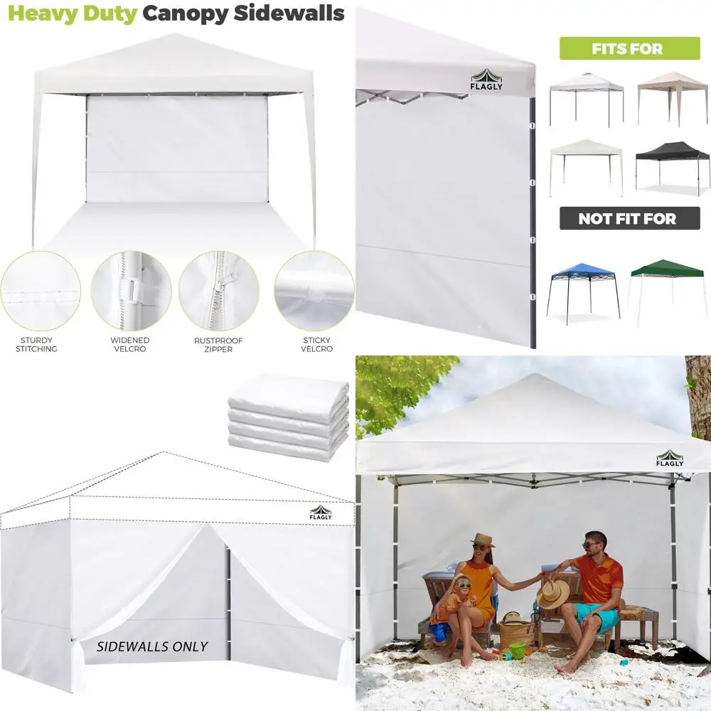 

Waterproof 12x12ft Canopy Sidewalls for Outdoor Events and Privacy (4 Pieces, White)