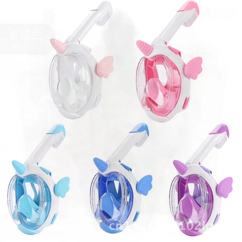 

Unicorn Children's Diving Mask Cute Cartoon Dry Snorkeling Full Face Swimming Goggles White Sky Blue Blue Pink Light Purple