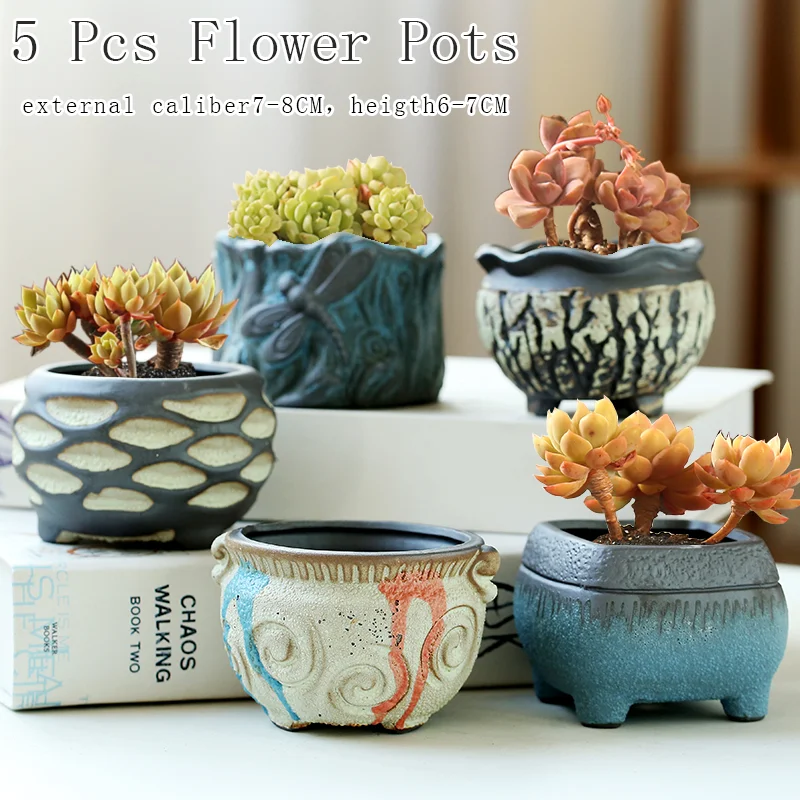 

Flower Pot Paingting Small Caliber Vintage Succulent Cactus Pot Plant Garden Ceramic Planter Pots Outdoor Garden Home Decor