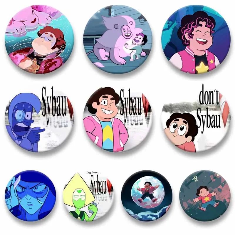 S-Steven Universe Soft Button Pins Creative Funny Game Figure Brooch on Backpack Clothes Collar Decor Round Cartoon Badges Gifts