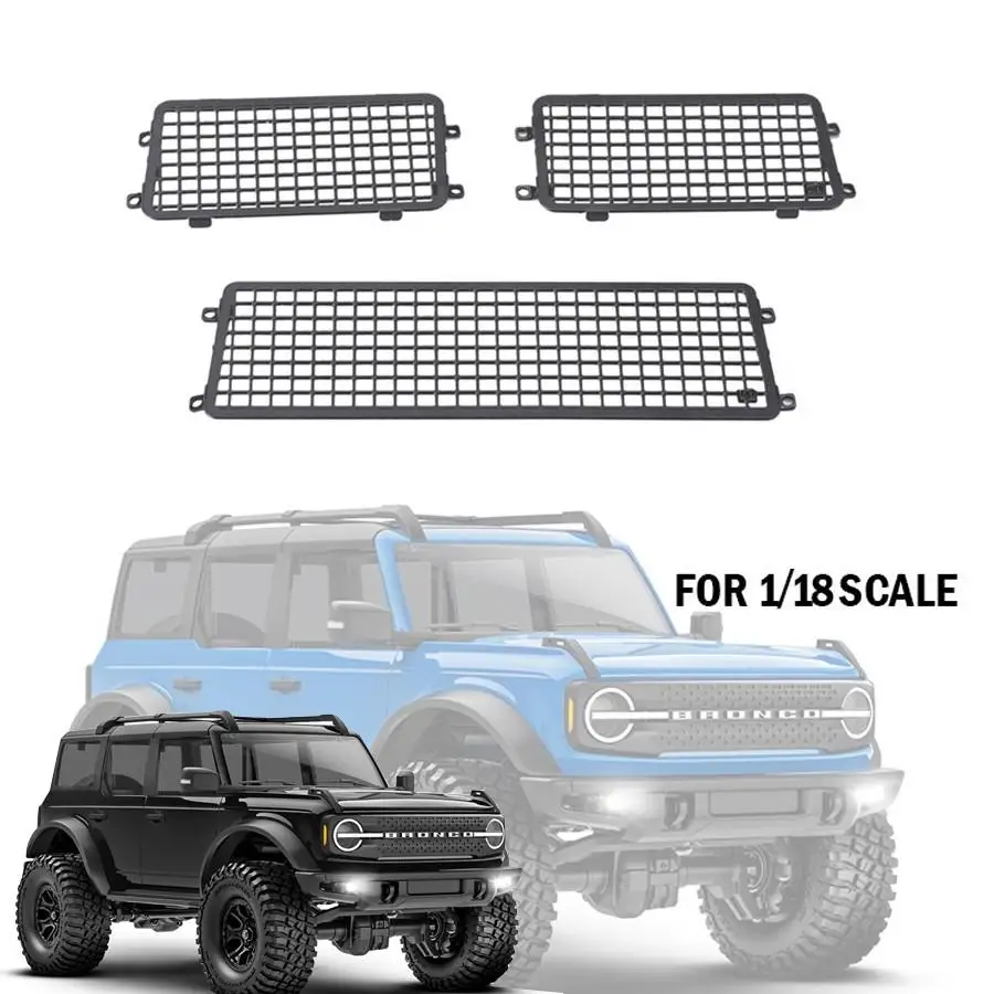 الفولاذ المقاوم للصدأ المعادن مجسمة نافذة المضادة للتصادم صافي نافذة جانبية + نافذة خلفية صافي ل 1/18 Traxxas Trx-4m برونكو Trx4m