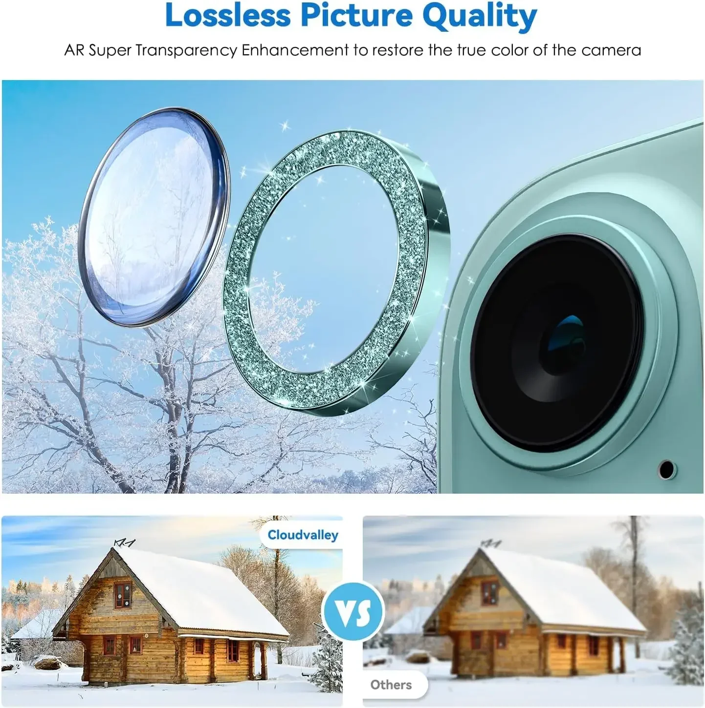 2-3 قطعة لهاتف آيفون 16 15 برو آيفون 14 بلس واقي عدسة الكاميرا بلينغ ، [ديكور لامع] غطاء زجاجي مقوى فائق الدقة