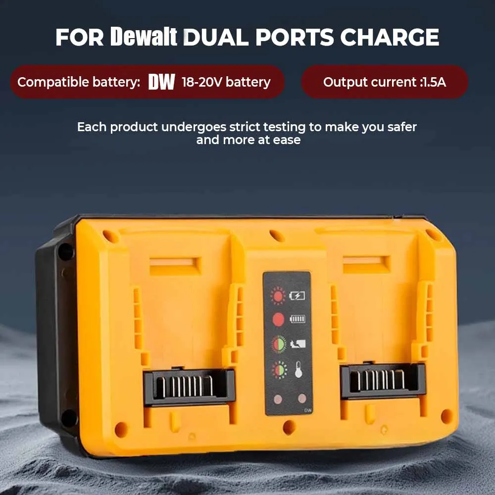 

NEW Portable Dual Ports Charger For Dewalt 18V-20V Lithium Battery Rechargeable DCB207 DCB206 DCB204 DCB203 Fast Charger EU Plug