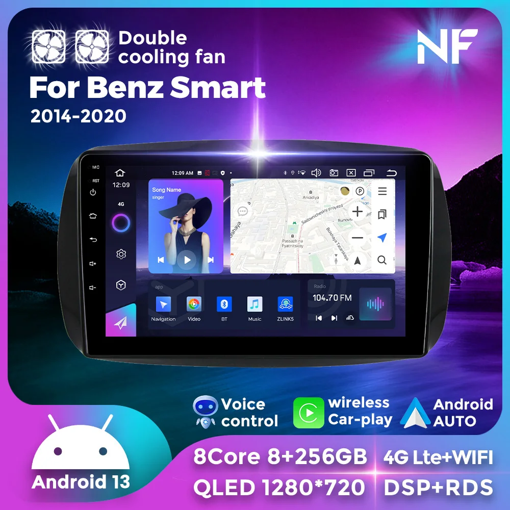 

Android 2 Din Car Radio FM for Mercedes Benz Smart Fortwo 2006 2007 2008 2009 2011-2015 Carplay Multimedia Player Navigation GPS