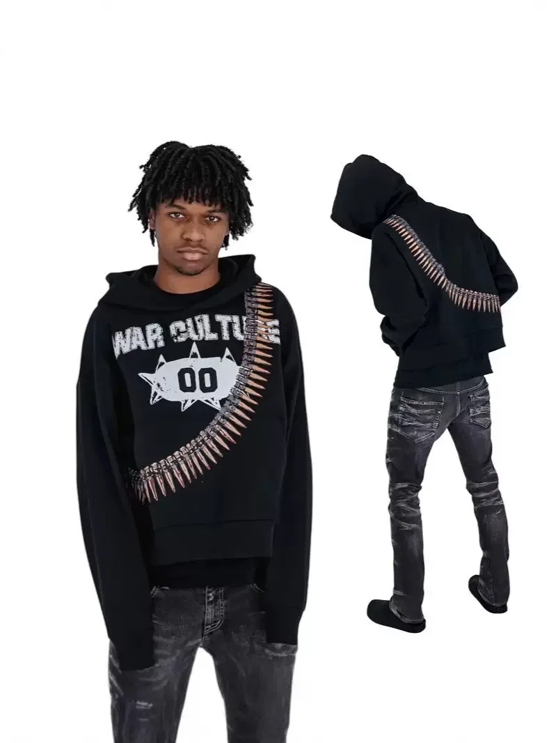 Y2k الهيب هود سكيت كل مباراة عارضة البلوز شارع العليا متعة هندسية إلكتروني الرسم طباعة طويلة الأكمام المتضخم هوديس #1