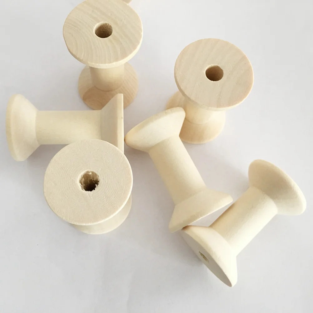 

20 шт., мини-катушки из натуральной деревянной нити, 5 см, незавершенные для шитья, ленты, проволоки, органайзер для хранения бобинок