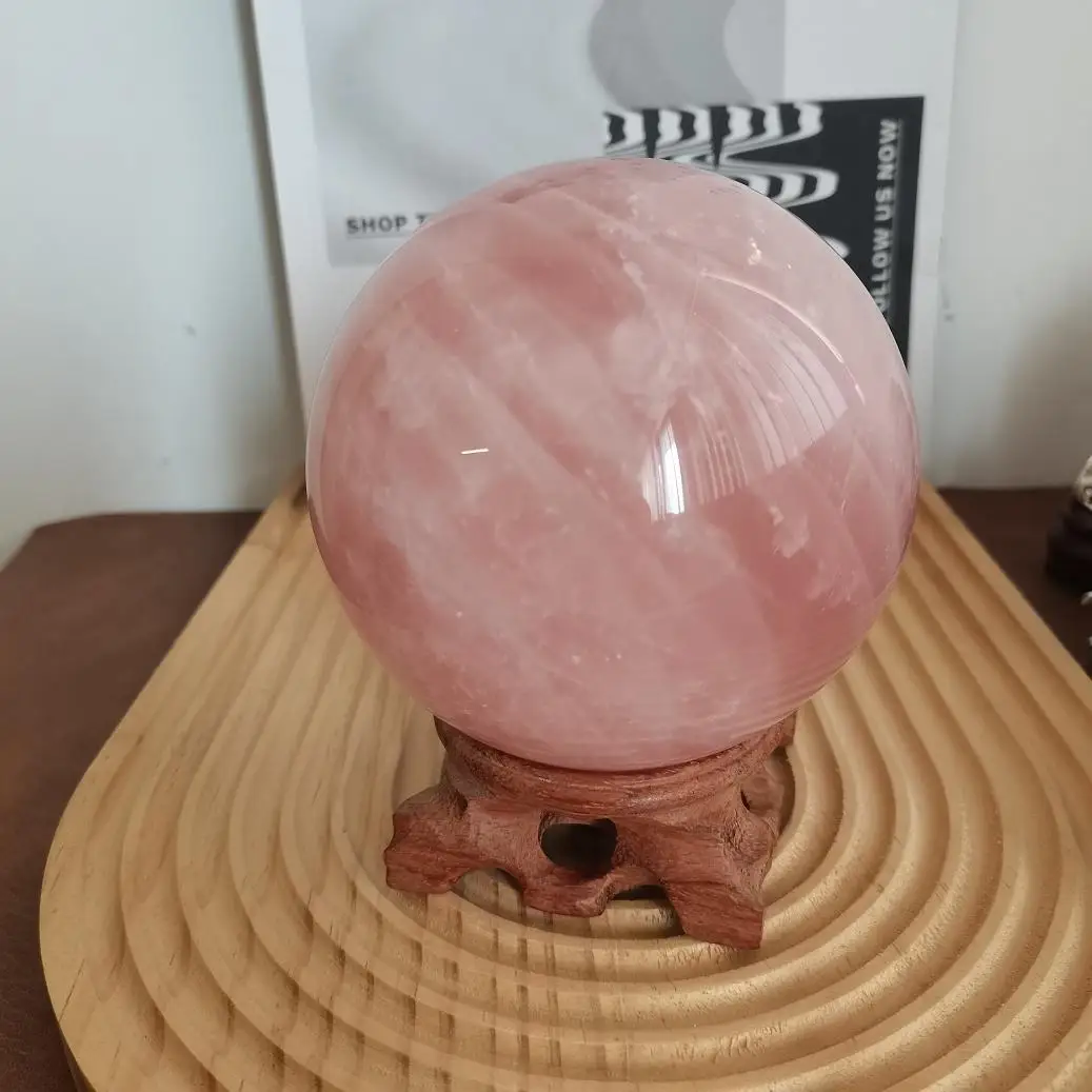 Sfera di pietra preziosa di cristallo di guarigione di quarzo rosa naturale da 11cm grande palla per Reiki Balancing Meditation Energy Home Office Decoration