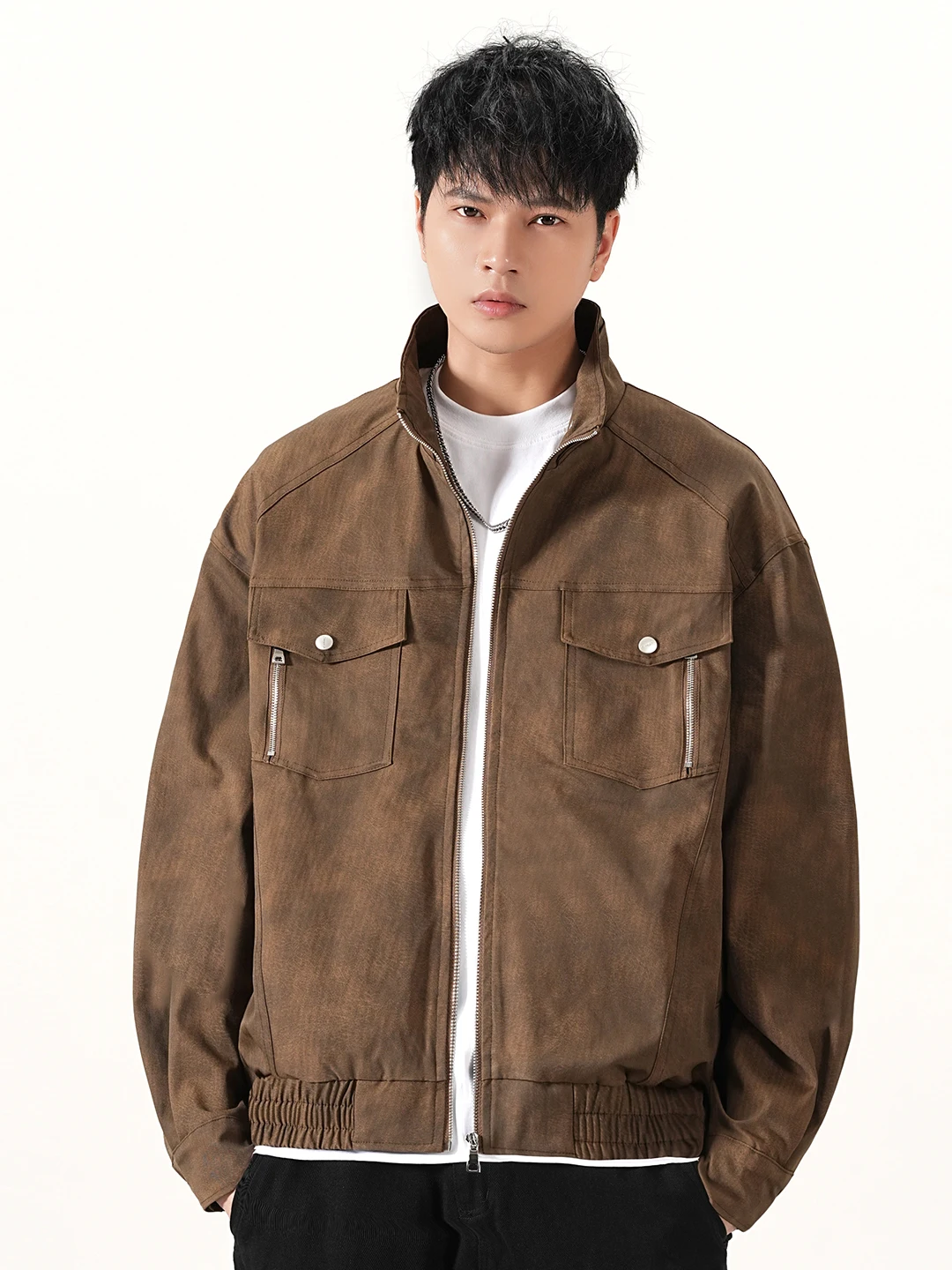 

Tagkita Men's Workwear Jaet 8000 Polyester Fiber Long Sve Zipper Closure Casual Loose Fit Youth Outerwear