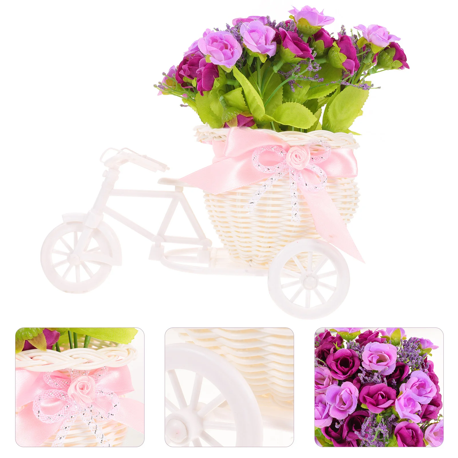 

Bicycle Flower Ornament Realistic Artificial Flower Decor For Home Living Room Desktop Potted Decor Fake Plant Indoor