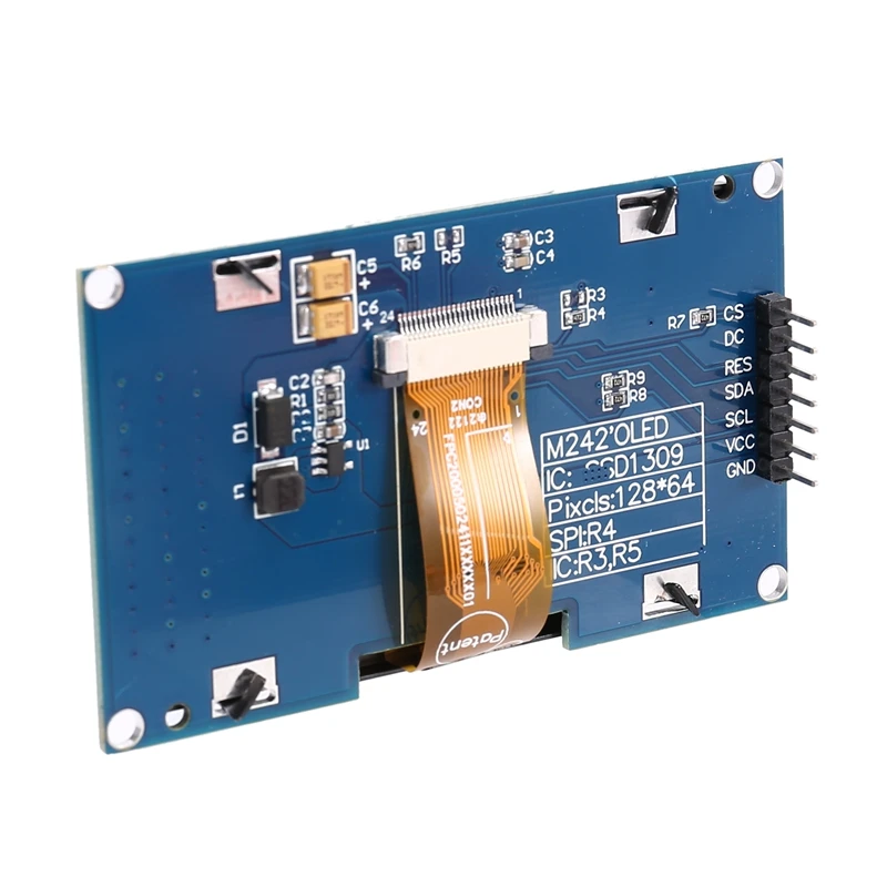as95-242インチoledディスプレイlcdモジュール、128x64、spi-iicインターフェース、ssd1309、白色、arduino用。