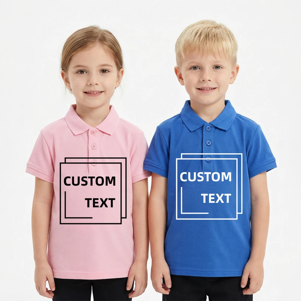 

Custom Text Shirt Printed with Your Design Logo Children Boy Girl School Polo Kids Personalized Writing T-Shirt Birthday Gift