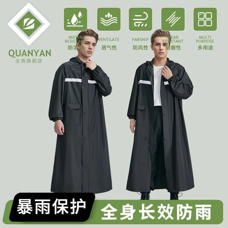 Adult Fashion One-piece Raincoat Thickened Waterproof Oxford Hooded Rain Poncho Loose Long Rain Coat Rain Gear Outdoor Rainwear