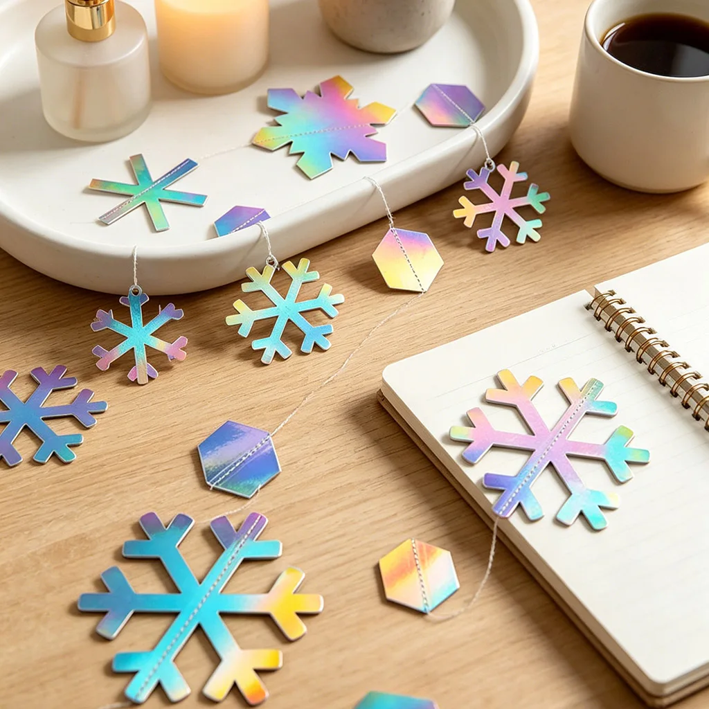 (4 Meters/pack) 4.81-13.5Cm Snowflake Flag Christmas Party Decoration Flower Diy Making Atmosphere Scene