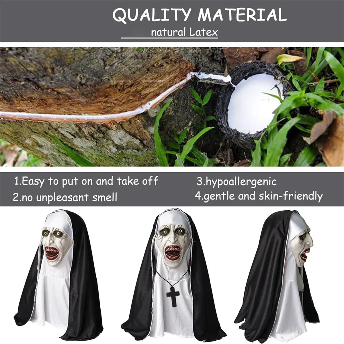 Creepy Halloween Mask, Scary Masks, Scary Halloween Mask with Pendant, Perfect for Masquerade Parties