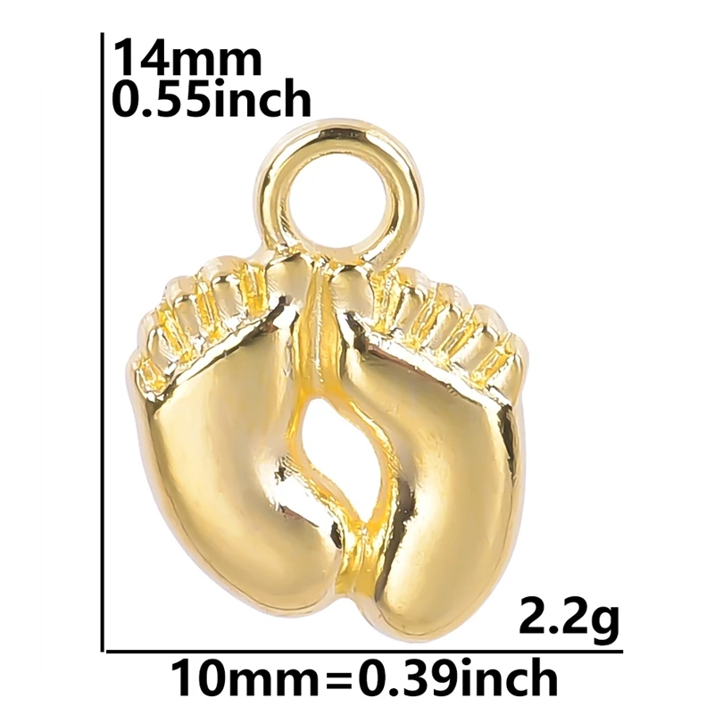 20-50pcs Charms Baby Feet Foot Gold Color Pendants For Jewelry Making Women DIY Footprint Necklace Bracelet Handmade Craft Bulk