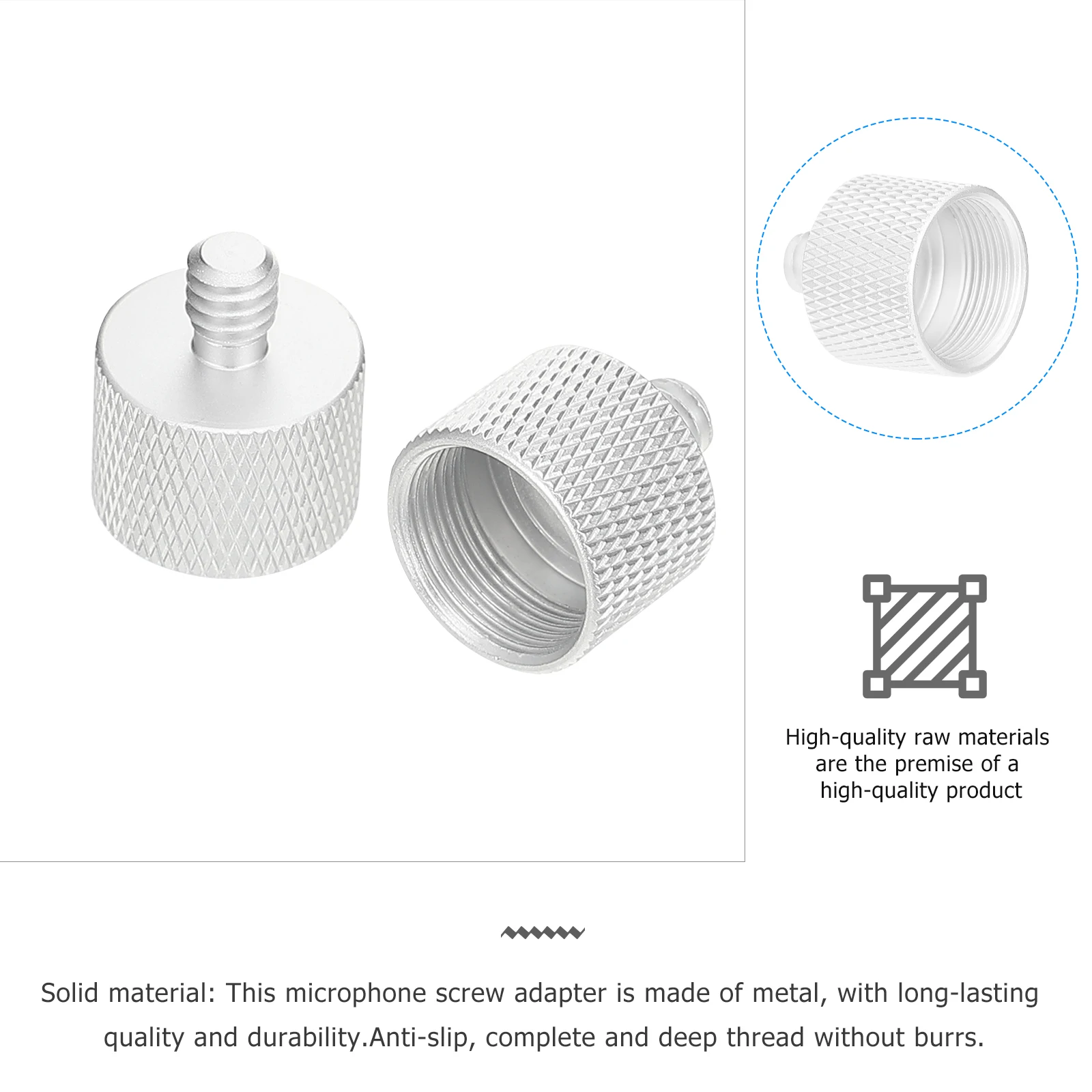 

2 Pcs Transfer Screw Microphone Adapter Thread Adapters Stable Stylish Stand Metal