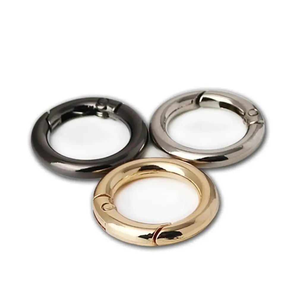 新しい亜鉛合金製スプリングリングクラスプ、丸型軽量トリガースナップバックルクリップ、メッキゲートバックル、バッグアクセサリー
