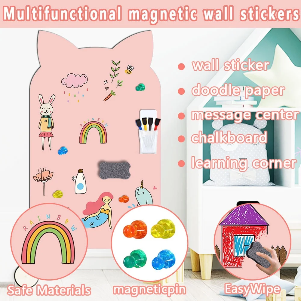 Wall Sticker Magnetic Chalkboard Self-adhesive Backing PET Material Chalk Set Included Fun Educational Wall Sticker