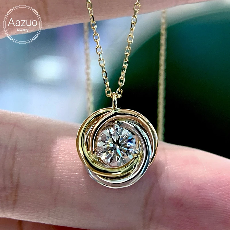 

Aazuo Real 18K White Gold 0.6ct Luxury Flower necklace For Women Engagement Natural Diamonds Necklace Fashion Design For Lady