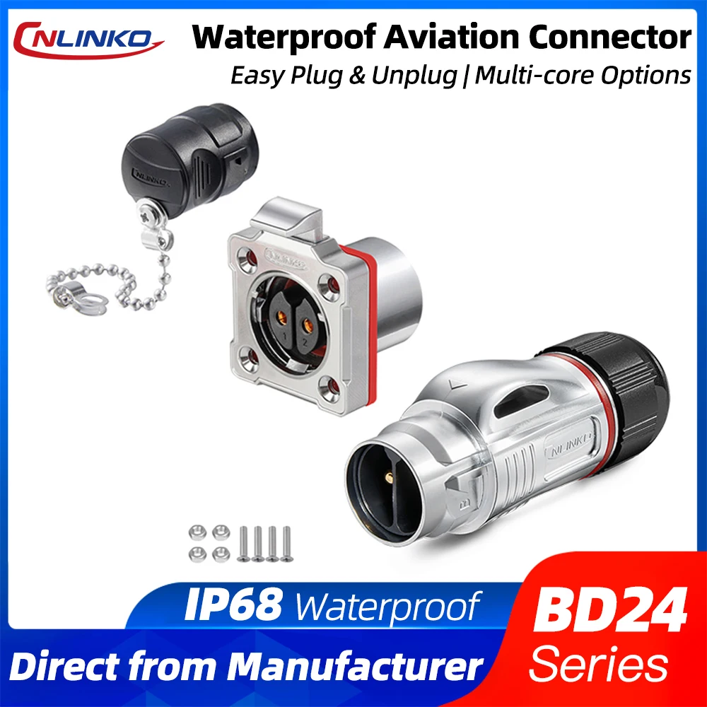 

CNLINKO BD24 Waterproof Aviation Electrical Connector Metal Shell Welding Cable IP68 Heavy-Duty Corrosion-Resistant Fast Connect