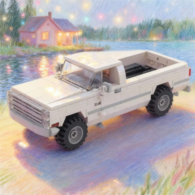 

376pcs MOC GMC Sierra MOD White City Champions Model Toy Building Blocks Assemble Construction DIY Creative Christmas Gifts Idea