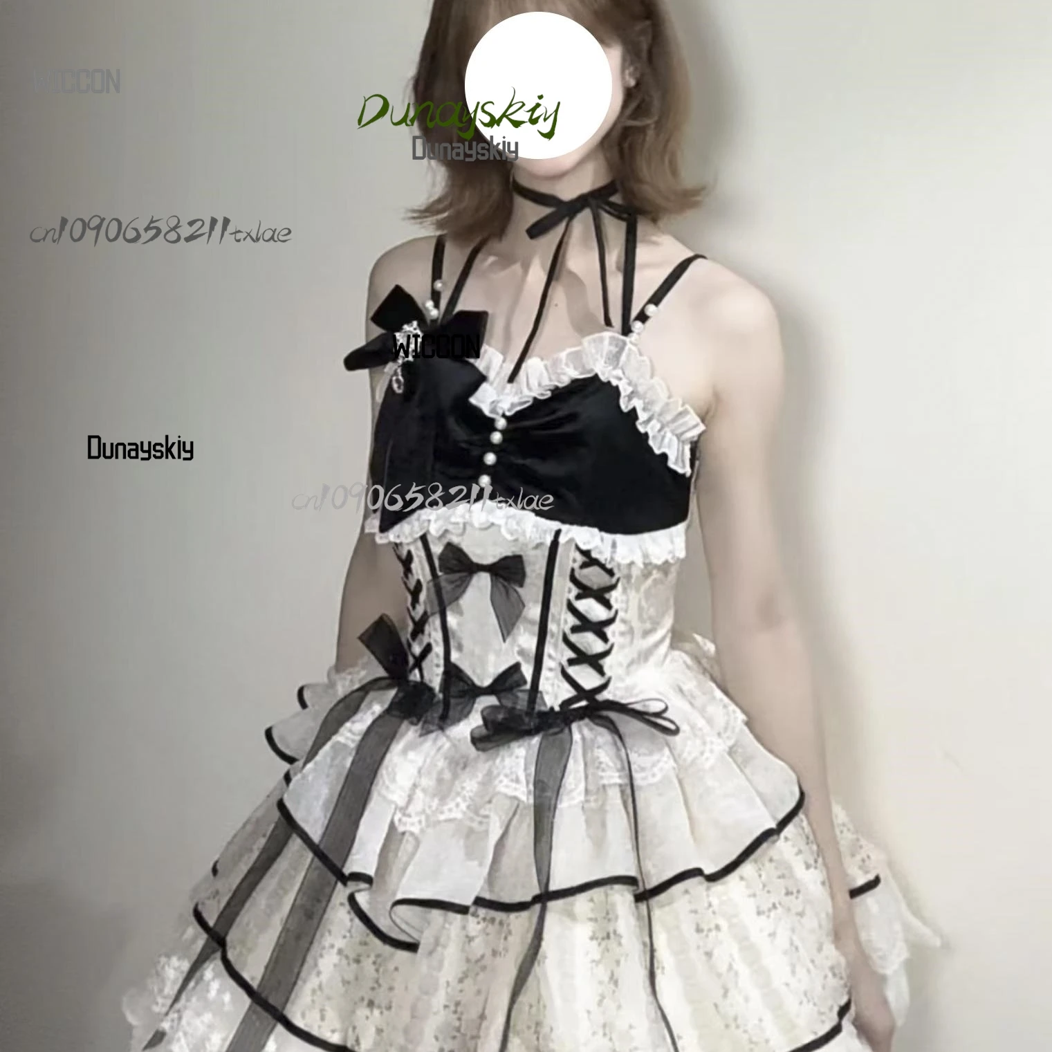 Elegantes Kawaii Prinzessin Lolita Kleid Cosplay Kostüm Gyrai Kei Sanftes exquisites Gothic Halloween Sommer Party Cosplay Kleid