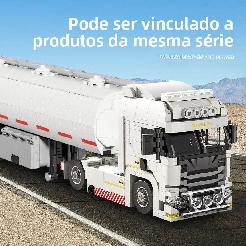 2 en 1 créatif européen camion pétrolier de carburant remorque ensemble de construction modèle de véhicule d'ingénierie bricolage blocs d'assemblage tige cadeau pour les enfants