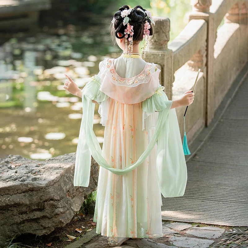 Ancient Style Performance Clothing Chinese Traditional Costume Jade Rabbit Embroidery Hanfu Improved Suit for Girls in Spring