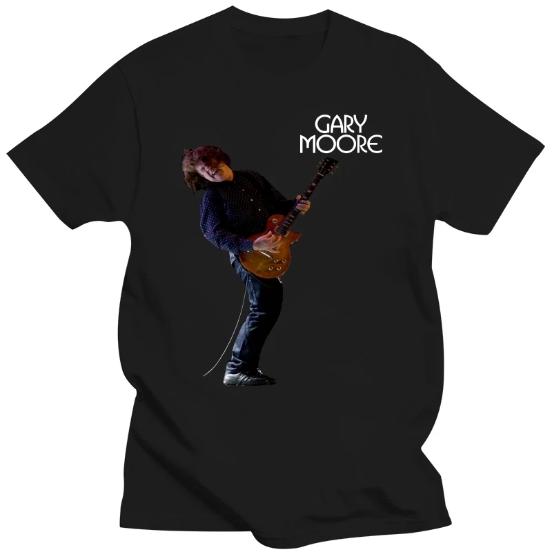 Gary Moore With Guitar Rock & Blues Guitarist Men'S Black T Shirt Size:S To 2Xl